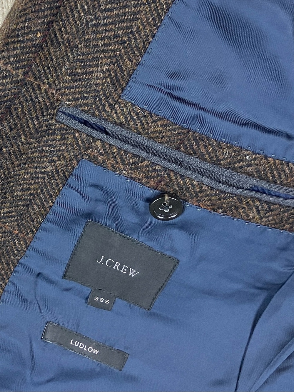 J Crew Ludlow Blazer Herringbone Tweed Moon Sport Coat Jacket English Wool - Picture 11 of 15